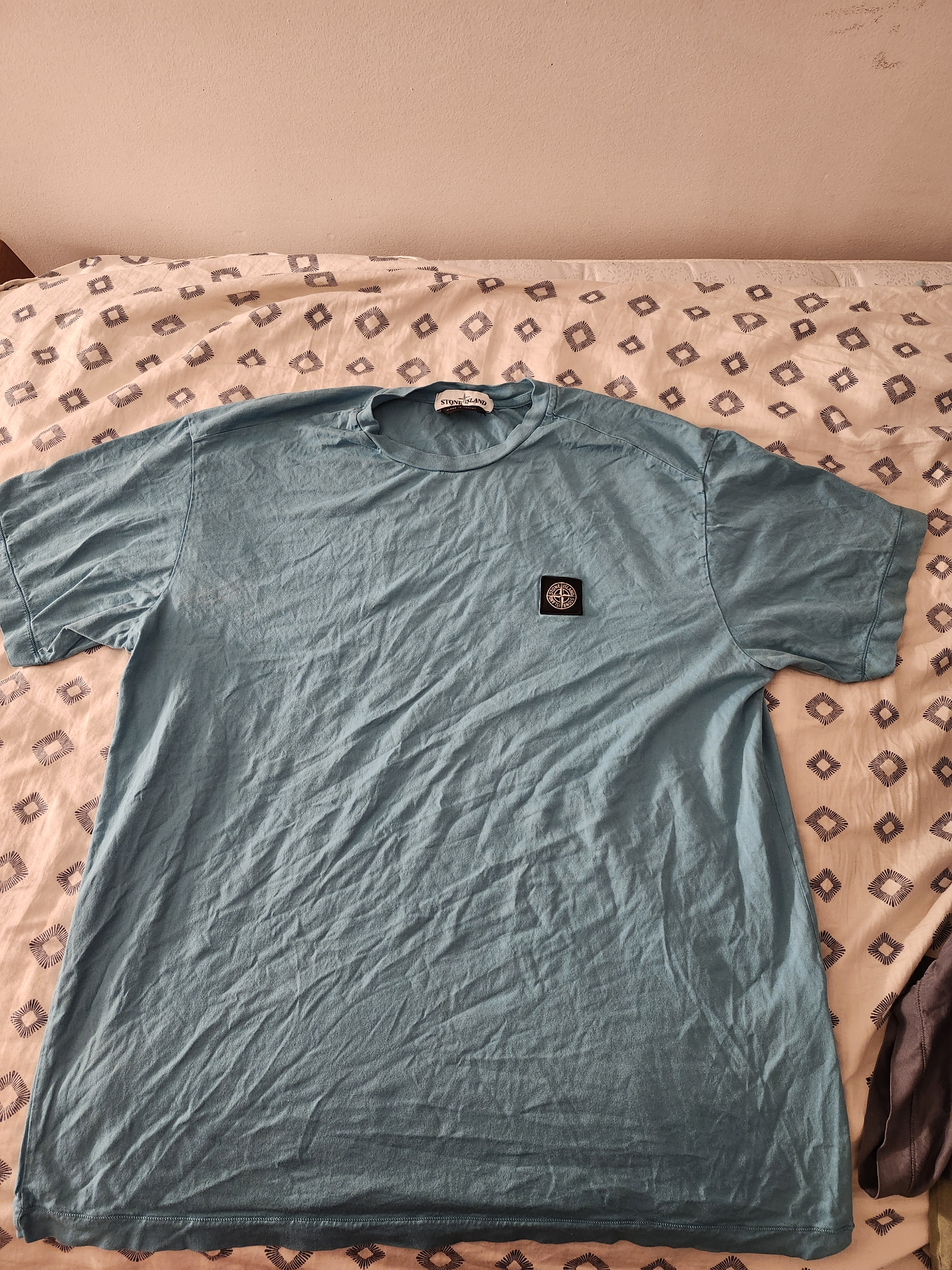 2pk Stone Island Sky Blue And Gray Logo Patch Short Sleeve Tee